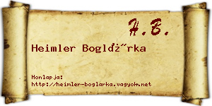 Heimler Boglárka névjegykártya
